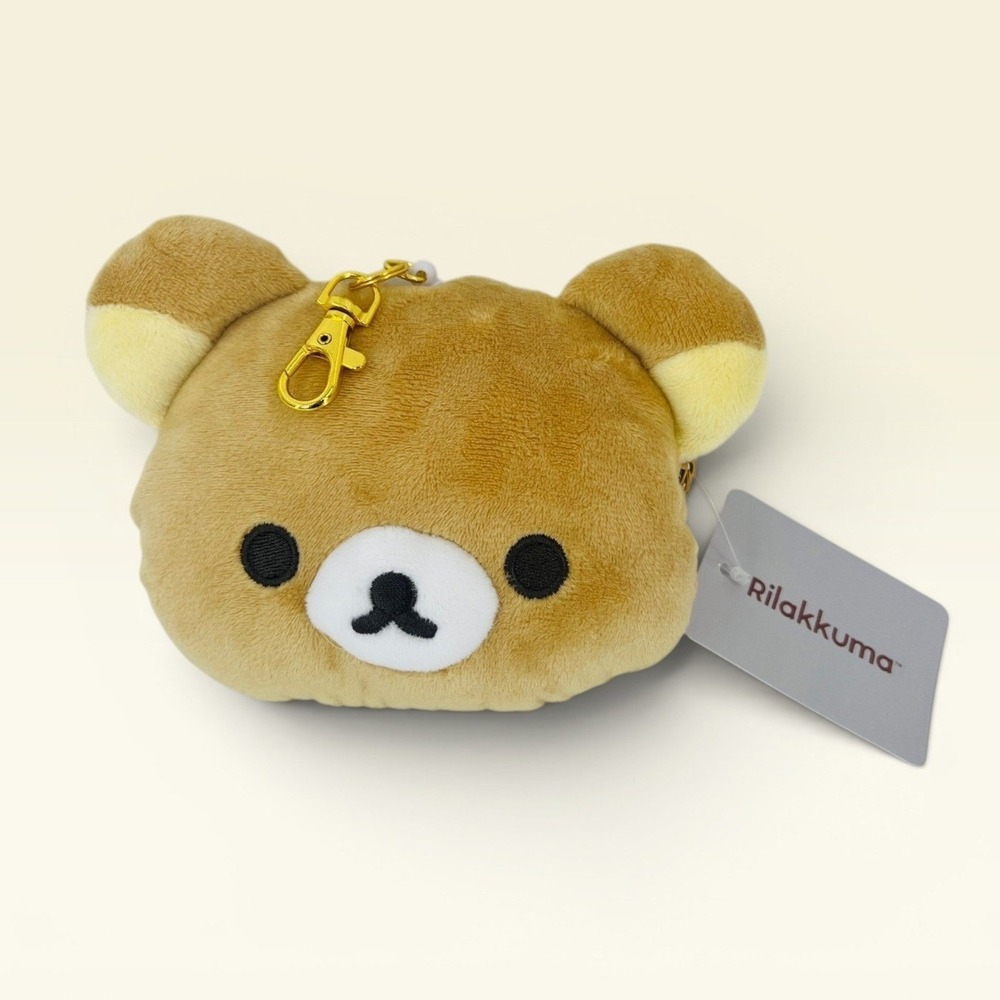 Rilakkuma Japan Plush Face Coin Case ID Pass Holder San-X Kawaii Keychain NWT